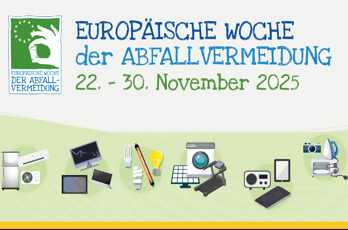 Buntes Plakat zum Thema "Europäische Woche der Abfallvermeidung vom 22. bis 30. November